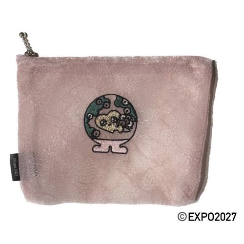 EXPO2027トウンクトウンク レースのファスナー付きポーチ ピンク