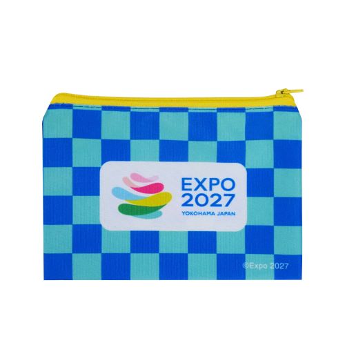 EXPO2027 トゥンクトゥンク ジッパーポーチ 青格子 | 2027年国際園芸