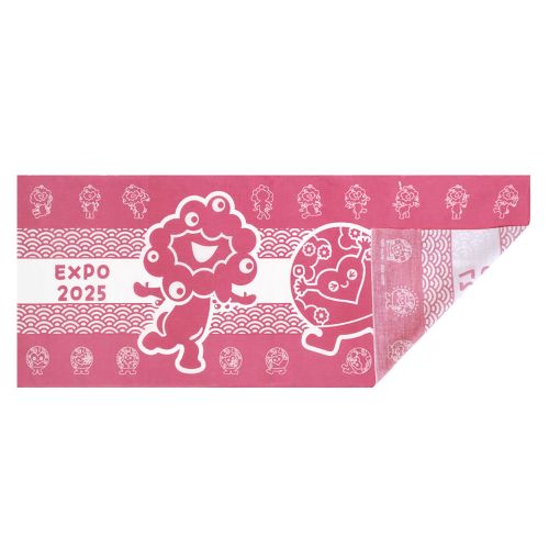 EXPO2027 トゥンクトゥンク【ミャクミャク】手ぬぐい 波 ピンク | 2027