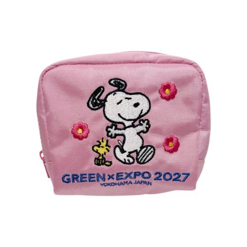 EXPO2027 LG【PEANUTS】ポーチ ピンク スヌーピー×花 SMA | 2027年国際