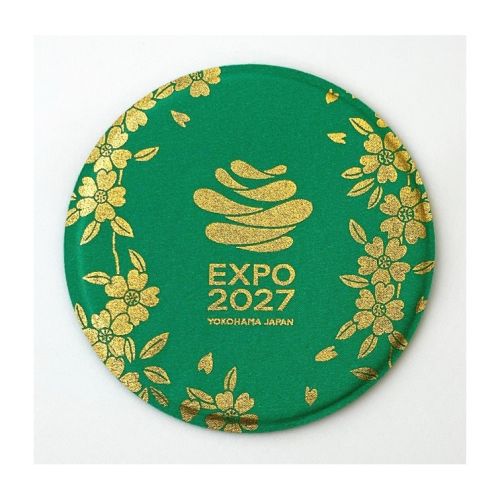 EXPO2027 【takenaka kinsai】 金彩コースター 緑 | 2027年国際園芸